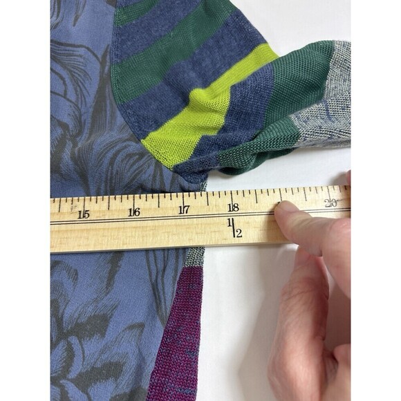Sundance Multi Media Cardigan Blue Purple Stripe Floral Medium Linen Silk - Picture 5 of 11